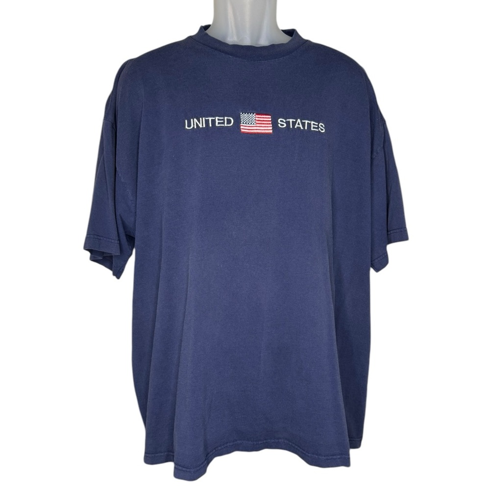 VTG 2XL BRIAR CREEK SPORTSWEAR blue embroidered United States and flag tshirt